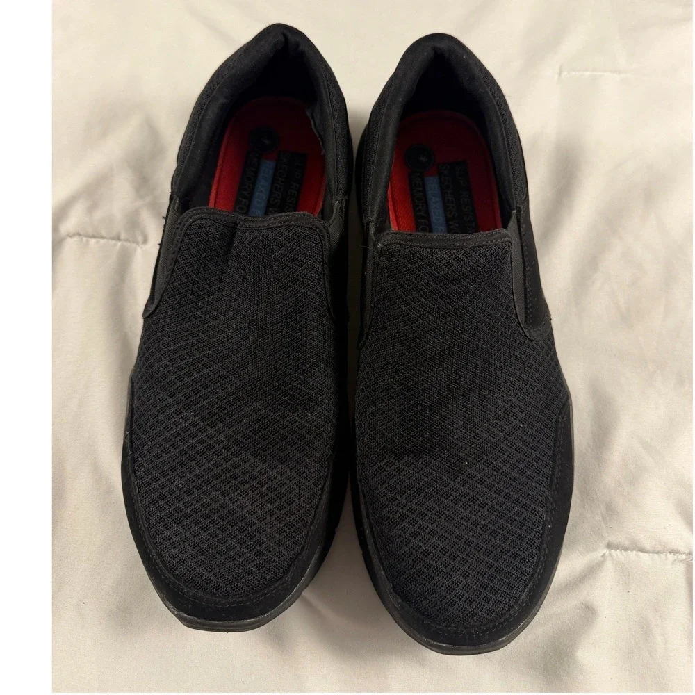 Skechers Work Relaxed Fit Mens Black Slip On Slip Resistant Memory Foam Shoes